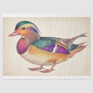 Regal Mandarin Duck Colorful Decoupage Bird Print Seidenpapier