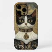 Regal Medieval Tuxedo Cat Rules iPhone Hülle (Rückseite)