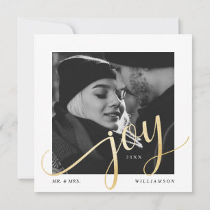 Regal & Modern Gold Geometric Newlyweds Foto Feiertagskarte