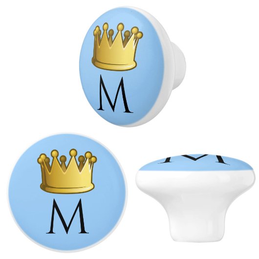 Regal Monogram Crown Powder Blue Keramikknauf