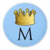 Regal Monogram Crown Powder Blue Keramikknauf (Vorderseite)