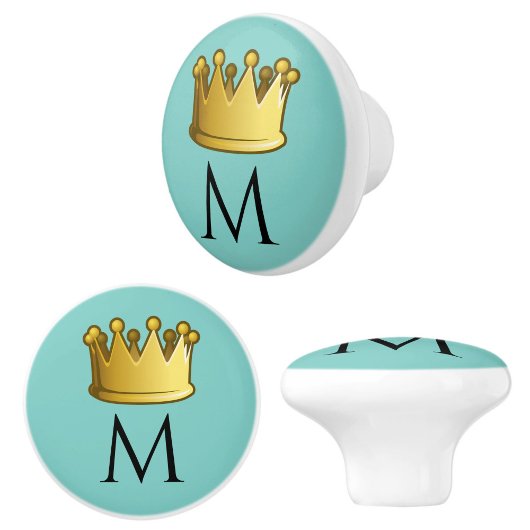 Regal Monogram Crown Soft Seafoam Green Keramikknauf