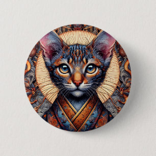Regal Mythic verzierter Fantasy-Katzen-Planer Button