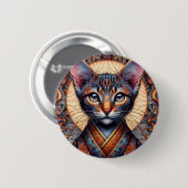 Regal Mythic verzierter Fantasy-Katzen-Planer Button (Vorne & Hinten)