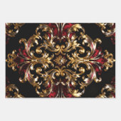 Regal Noir Pattern | Gold Scrollwork & Crimson Geschenkpapier Set (Vorderseite)