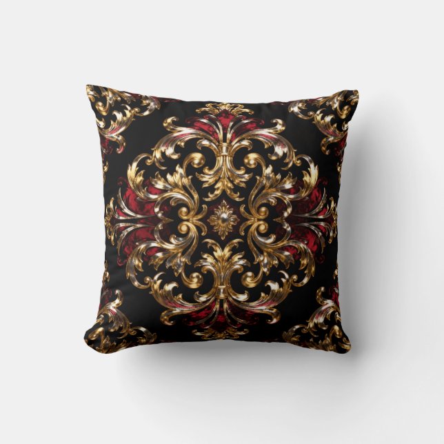 Regal Noir Pattern | Gold Scrollwork & Crimson Kissen (Vorderseite)