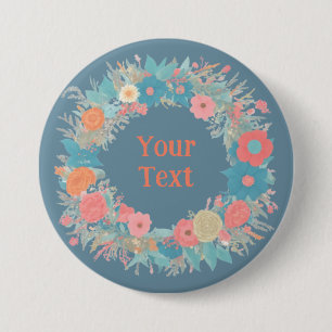 Regal Orange Wildblume Wreath Lapel Brooch Button