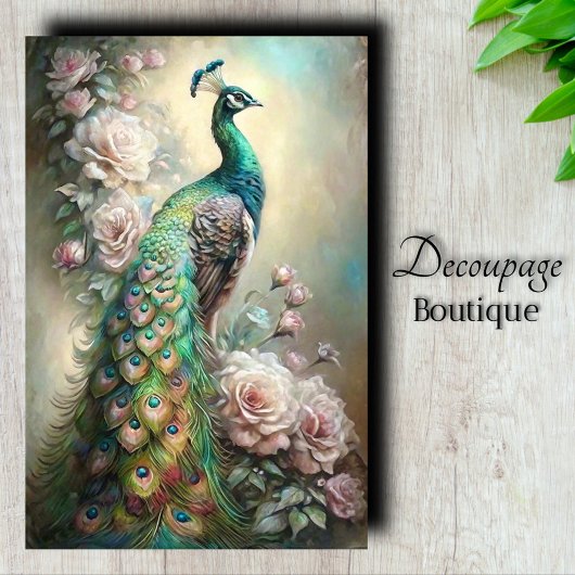 Regal Peacock Decoupage Seidenpapier