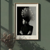 Regal Peacock: Monochrome Portrait Avant-Garde Poster