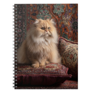 Regal Persian Cat on Verziert Cushion Notebook Notizblock