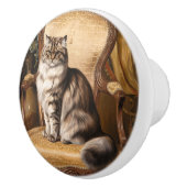 Regal Persian Cat Vintag Style Malerei Keramikknauf (Rechts)