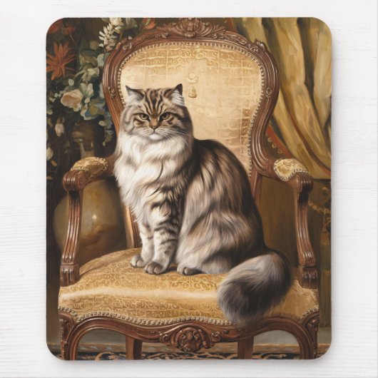 Regal Persian Cat Vintag Style Malerei Mousepad (Vorne)