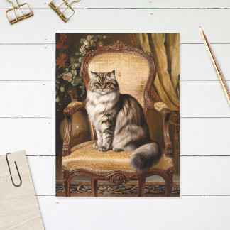Regal Persian Cat Vintag Style Malerei Postkarte