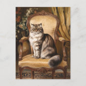 Regal Persian Cat Vintag Style Malerei Postkarte (Vorderseite)