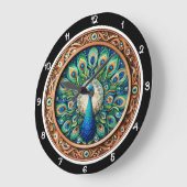 Regal Pfau Mandala Erbe Große Wanduhr (Winkel)
