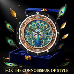 Regal Pfau Mandala Erbe Große Wanduhr
