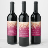 Regal Pink und Gold Bokeh Lights Weinetikett (Flaschen)