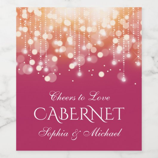 Regal Pink und Gold Bokeh Lights Weinetikett (Einzelnes Label)
