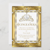 Regal Princess Quinceanera 15. Goldene Perle Einladung (Vorderseite)