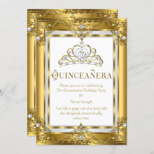 Regal Princess Quinceanera 15. Goldene Perle Einladung