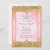Regal Princess Sweet 16 Gold Blush Pink Party Einladung (Rückseite)