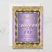 Regal Princess Sweet 16 Gold Lavender Lila Party Einladung (Vorderseite)