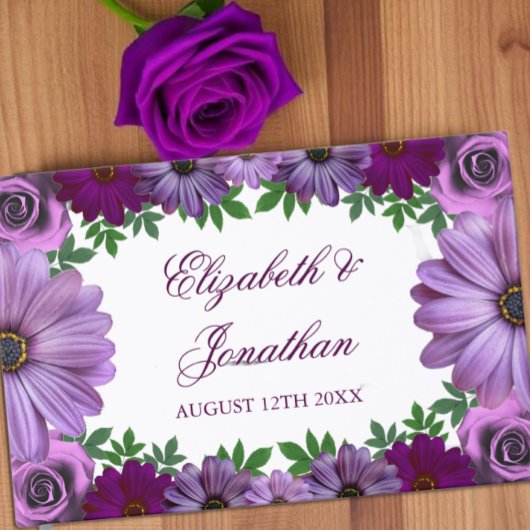 Regal Purple Floral Wedding Gästebuch
