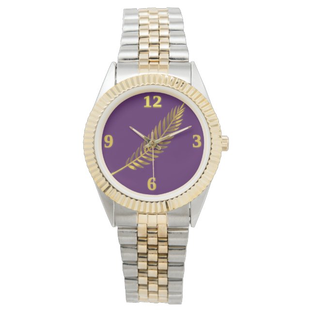 Regal Purple Golden Frond Uhr (Vorderseite)