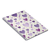 Regal Purple Watercolor Hearts Notizblock (Rechte Seite)