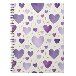 Regal Purple Watercolor Hearts Notizblock