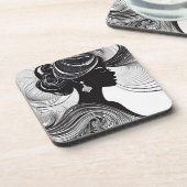 Regal Queen African Silhouette Black & White Getränkeuntersetzer (Linke Seite)