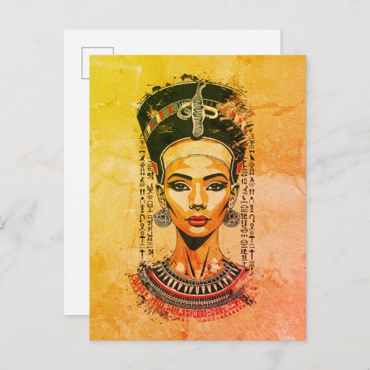 Regal Queen of Egypt - Moderne Neo-Pharao Art Postkarte (Vorne/Hinten)