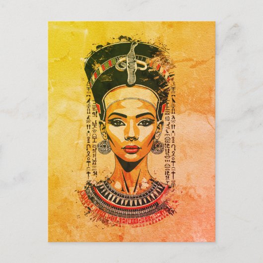 Regal Queen of Egypt - Moderne Neo-Pharao Art Postkarte (Vorderseite)