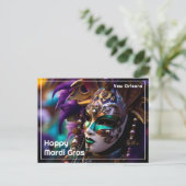 💚 💜 💛 Regal Radiance: Mardi Gras Majestät Postkarte (Stehend Vorderseite)