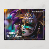 💚 💜 💛 Regal Radiance: Mardi Gras Majestät Postkarte (Vorderseite)