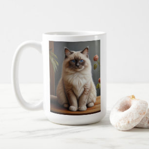 Regal Ragdoll Cat Portrait Fluffy Blue Mit Augen Kaffeetasse