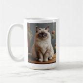Regal Ragdoll Cat Portrait Fluffy Blue Mit Augen Kaffeetasse (Links)