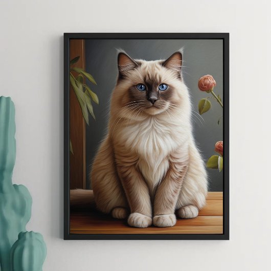 Regal Ragdoll Cat Portrait Fluffy Blue Mit Augen Poster