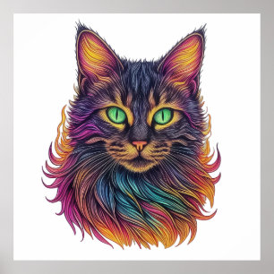 Regal Rainbow Cat Poster