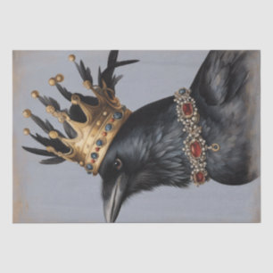Regal Raven: Profil in Crown Decoupage Paper Seidenpapier