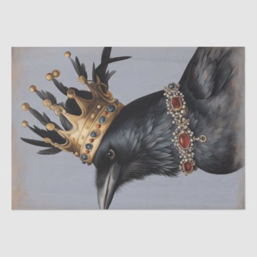 Regal Raven: Profil in Crown Decoupage Paper Seidenpapier (Vorderseite)