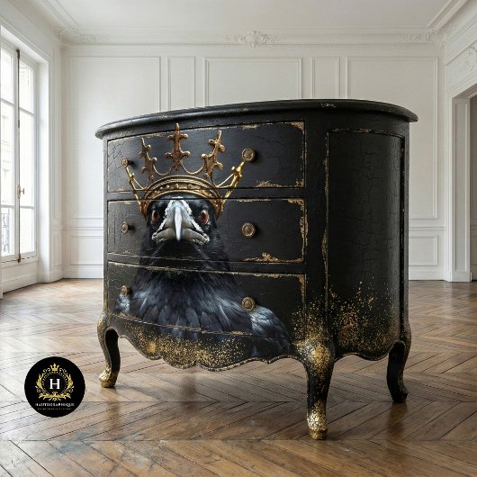 Regal Raven Royalty Gothic Crown Decoupage Seidenpapier