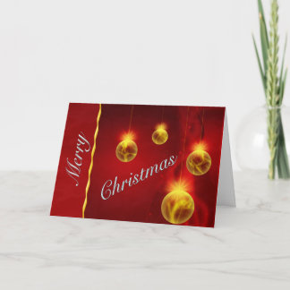 Regal Red and Gold Christmas Balls Greeting Card Feiertagskarte