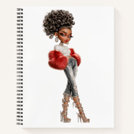Regal Red Glam Girl Spiral Notebook Notizblock