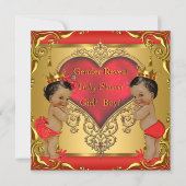 Regal Red Gold Gender Reveal Baby Shower Ethnic Einladung (Vorderseite)