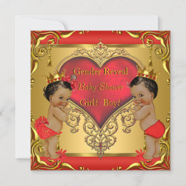Regal Red Gold Gender Reveal Baby Shower Ethnic Einladung