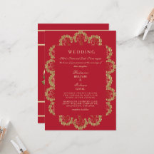 Regal Red & Gold Indian Style Wedding Einladung