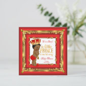 Regal Red Gold Prince Baby Dusche Ethnic Boy Einladung (Stehend Vorderseite)