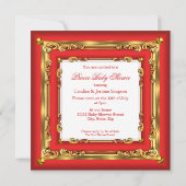 Regal Red Gold Prince Baby Dusche Ethnic Boy Einladung (Rückseite)