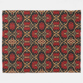 Regal Red Lotus & Golden Filigree Pattern Fleecedecke (Vorderseite (Horizontal))